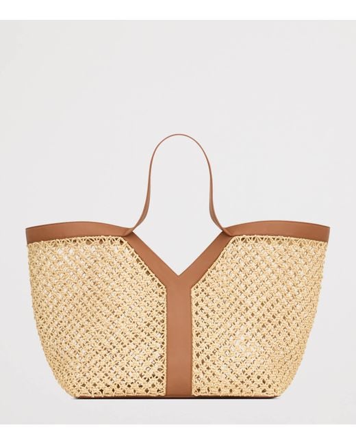 Saint Laurent Natural Raffia Y Tote Bag