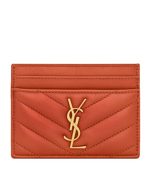 Saint Laurent Orange Leather Cassandre Card Holder