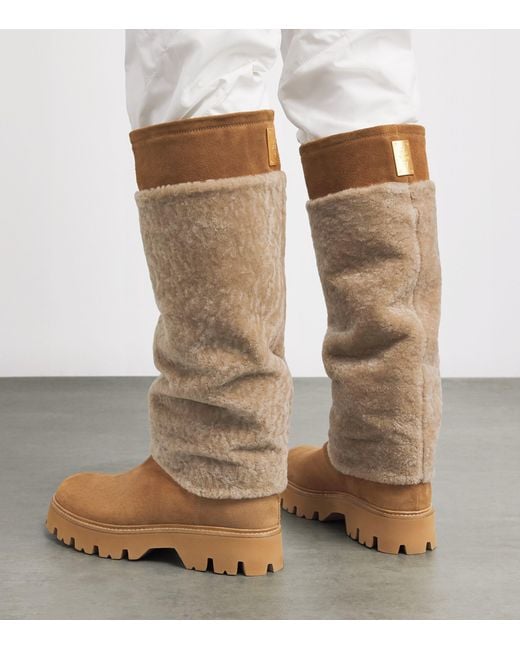 Eleventy Natural Sheepskin Knee-High Boots