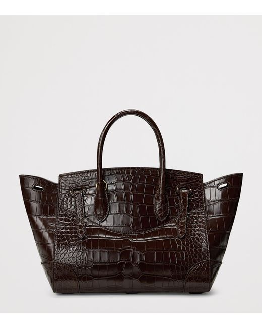 Ralph Lauren Brown Alligator Leather Ricky 27 Top-Handle Bag