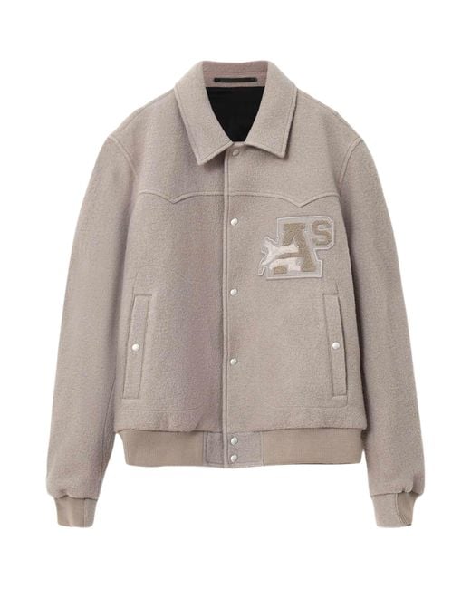 AllSaints Gray Wool Royce Bomber Jacket for men