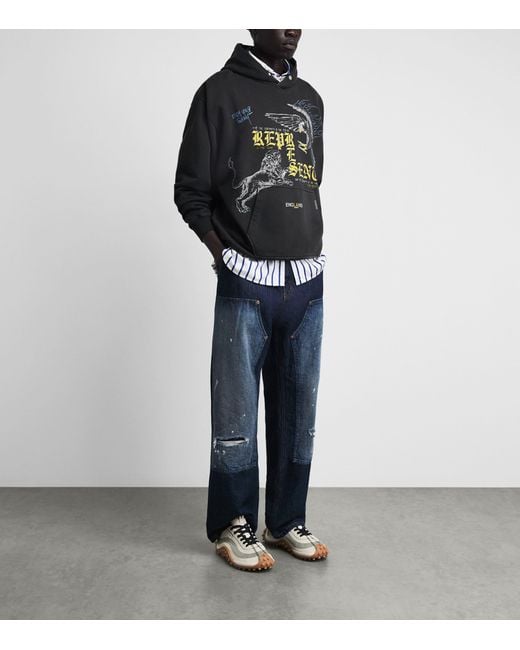 Represent Black Cotton Enemy Graphic Hoodie for men