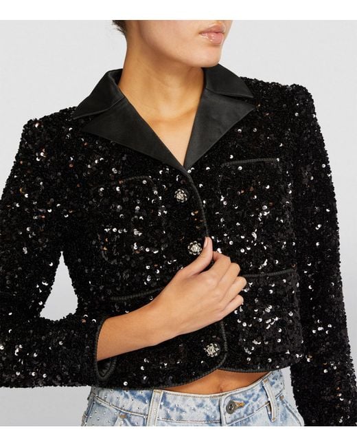 Self-Portrait Black Sequin-embellished Jacket