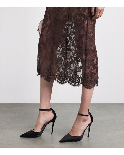 Self-Portrait Brown Lace Floral Midi Dress