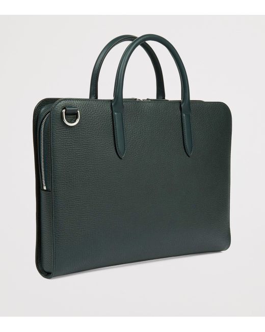 Smythson Green Ludlow Calf Leather Ultra Slim Briefcase for men