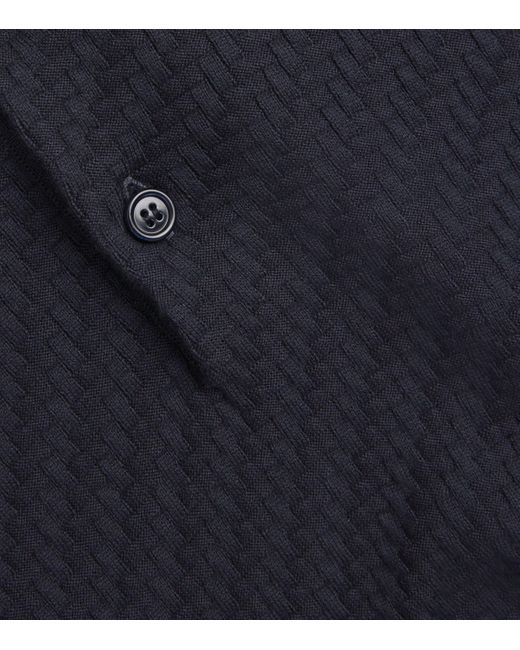 Brioni Blue Cotton-Silk-Cashmere Polo Shirt for men