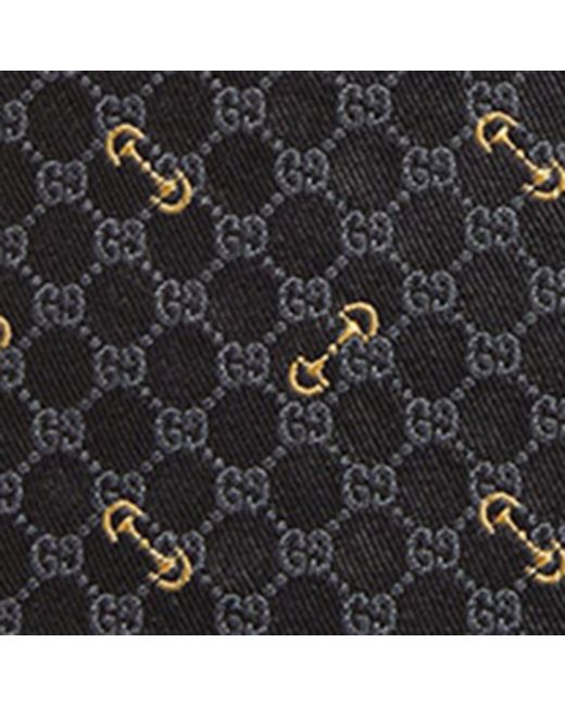 Gucci Gray Silk Gg Supreme Horsebit Tie for men