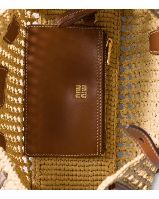 Miu Miu Metallic Raffia Top-Handle Bag