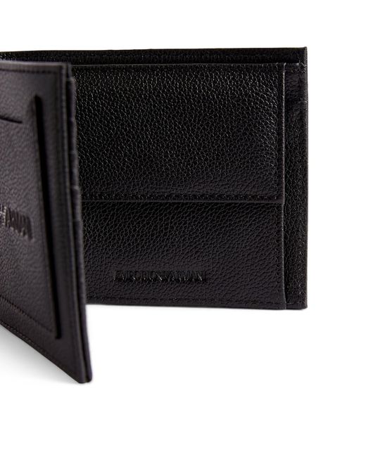 Emporio Armani Black Leather Logo Bifold Wallet for men