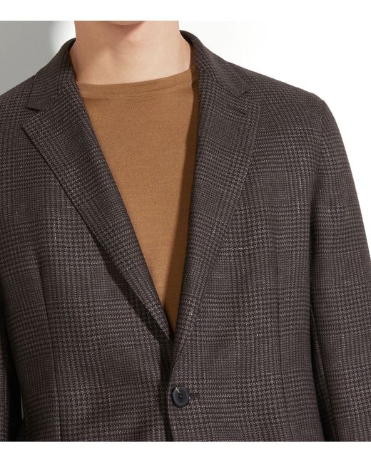 Zegna Gray Cashmere-silk-linen Blazer for men