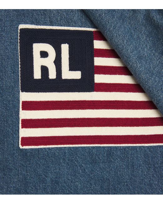 Polo Ralph Lauren Blue Denim Logo Bomber Jacket