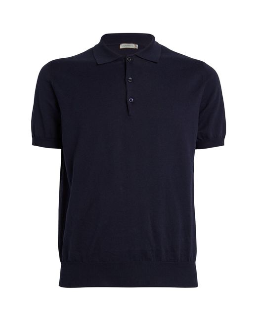 Canali Blue Cotton Piqué Polo Shirt for men