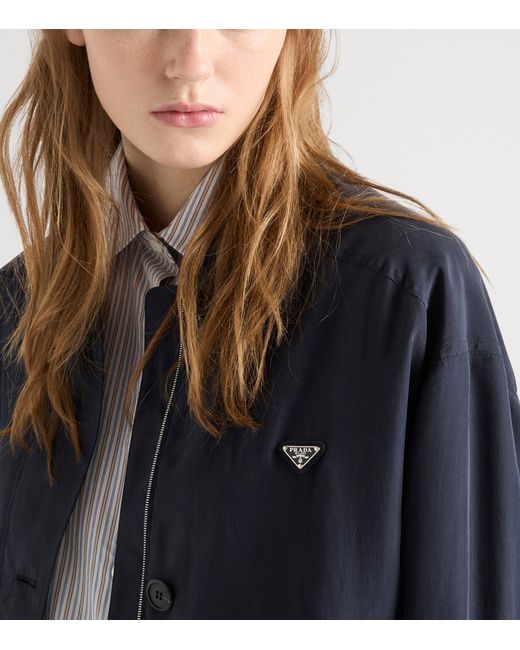 Prada Blue Silk Bomber Jacket