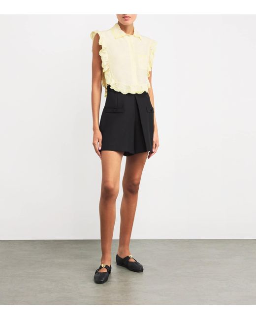 Sandro Natural Ruffle-Trim Blouse