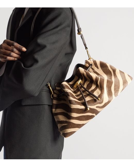 Jimmy Choo Brown Medium Cinch Haircalf Shoulder Bag
