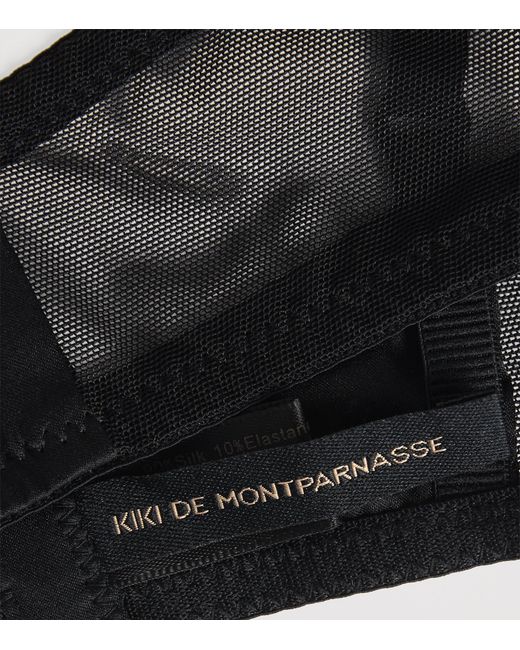 Kiki de Montparnasse Black Stretch-Silk Lace-Insert Bra
