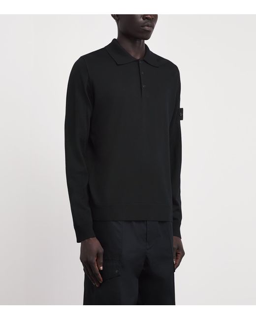 Stone Island Black Virgin Wool Ghost Polo Sweater for men