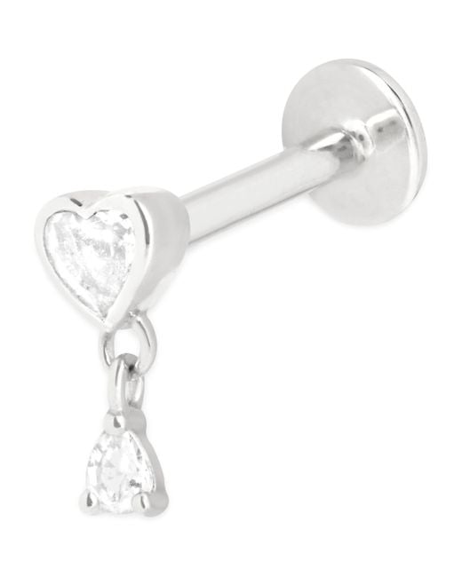 Astrid & Miyu White And Topaz Heart Charm Single Stud Earring