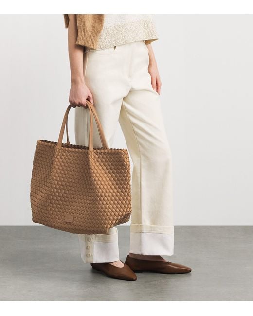 Harrods Brown Neoprene Woven East-West Tote Bag