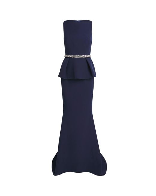 Safiyaa Blue Crystal-Embellished Carter Gown