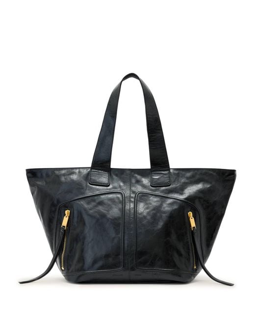 AllSaints Black Leather Jean Rey Tote Bag