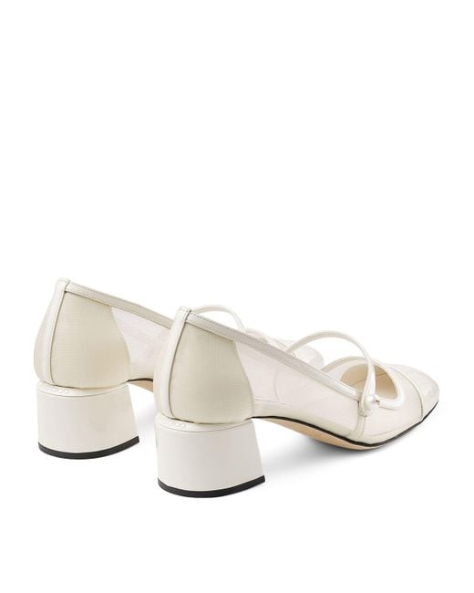 Jimmy Choo Natural Elisa 45 Leather Mary Jane Heeled Pumps