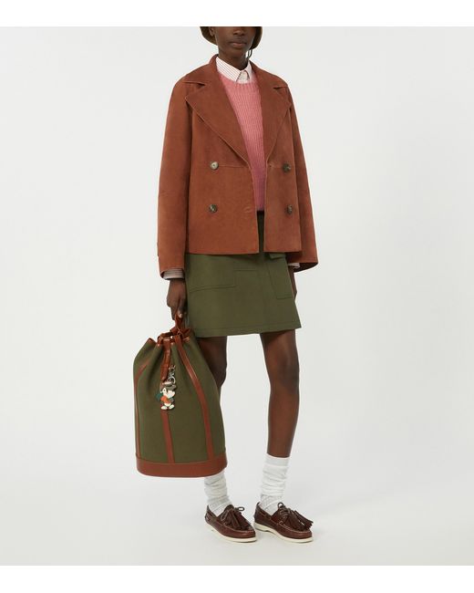 Weekend by Maxmara Brown Suede Double-Breasted Jacket