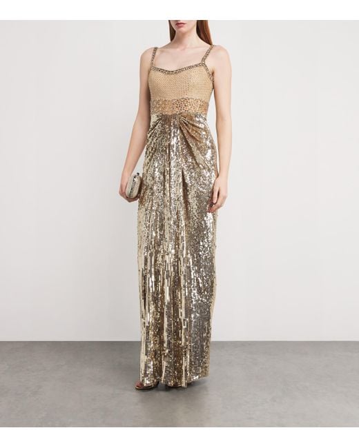 Jenny Packham Metallic Embellished Only You Maxi Dress
