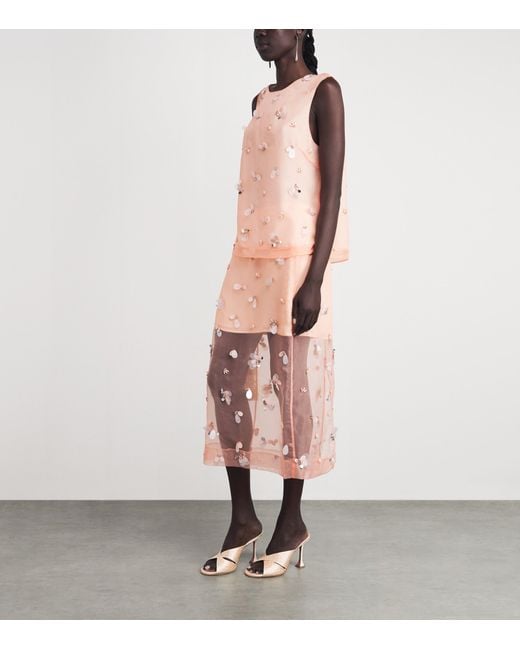 Jonathan Simkhai Pink Embellished Organza Celia Top
