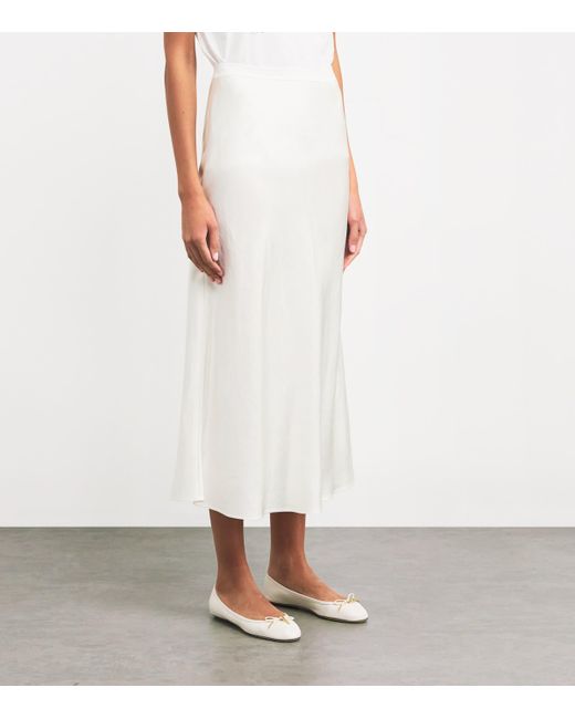Sandro White Linen-Blend Midi Skirt