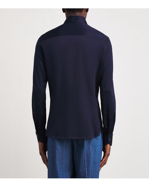Isaia Blue Cotton Jersey Shirt for men