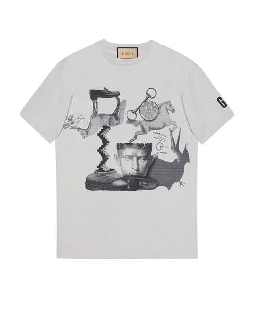 Gucci Gray Cotton Jersey Printed T-shirt