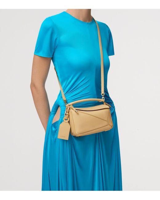 Loewe Natural Mini Leather Featherlight Puzzle Top-Handle Bag