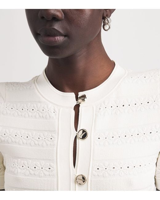 Sandro White Knit Button-Through Midi Dress