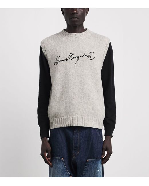MM6 by Maison Margiela Gray Wool-Blend Logo Sweater Vest for men