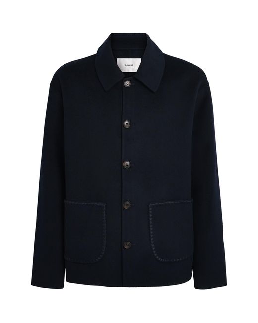 Commas Blue Wool-Cashmere Embroidered Jacket for men