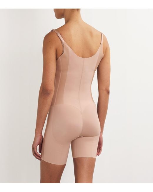Spanx Pink Supersculpt Totalcontour Open-Bust Mid-Thigh Bodysuit