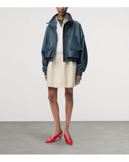 Loewe Blue Lambskin Bomber Jacket