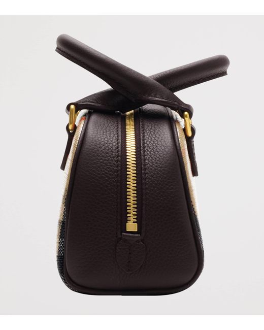Burberry Brown Mini Canvas Highlands Bowling Bag