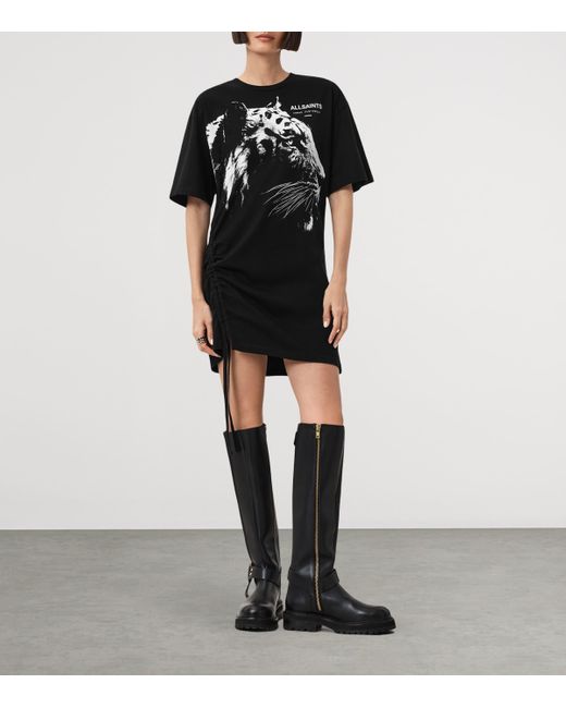 AllSaints Black Organic Cotton Ivana Naiema T-Shirt Dress