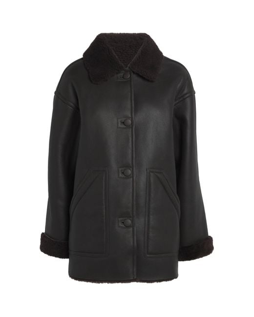Sandro Women's Black Shearling-Lined Leather Jacket