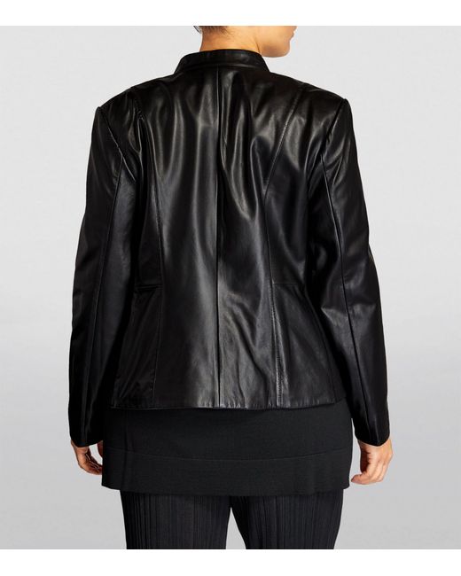 Marina Rinaldi Black Slim-fit Leather Jacket