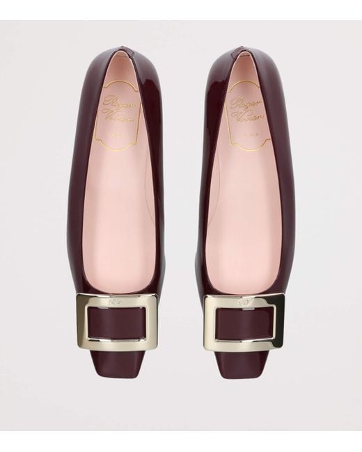 Roger Vivier Brown Patent Leather Belle Vivier Trompette Ballet Flats