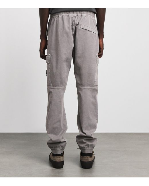 Stone Island Gray Stretch-Cotton Cargo Trousers for men