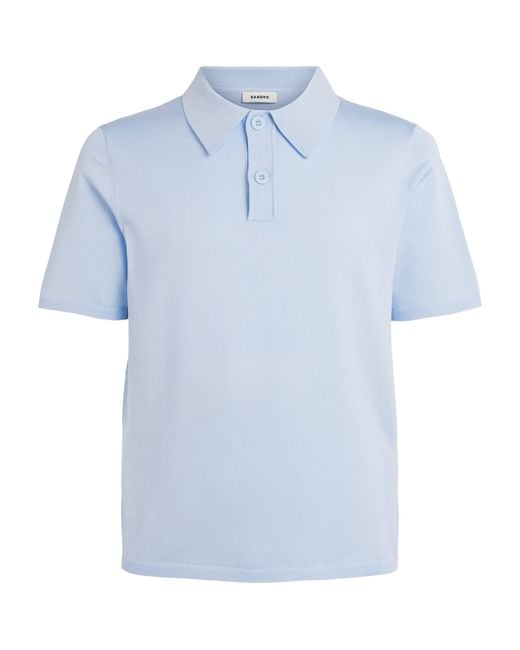 Sandro Blue Knitted Polo Shirt for men
