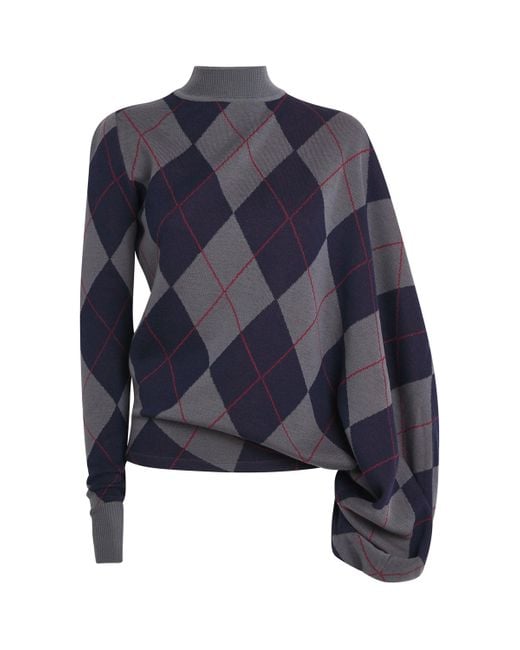 A.W.A.K.E. MODE Blue Merino Wool Argyle Sweater