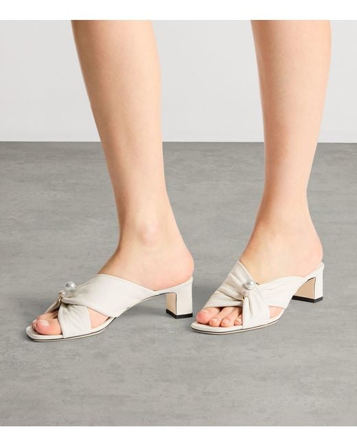 Jimmy Choo White Rafi 45 Leather Heeled Mules