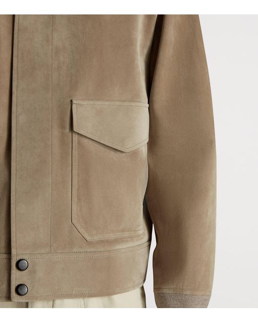 Dunhill Brown Suede Harrington Jacket for men