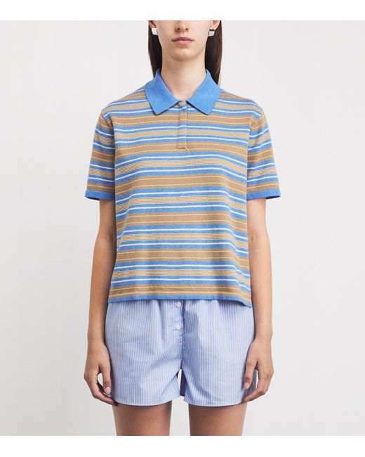 Guest In Residence Blue Cotton-Cashmere Stripe Rugby Shirt