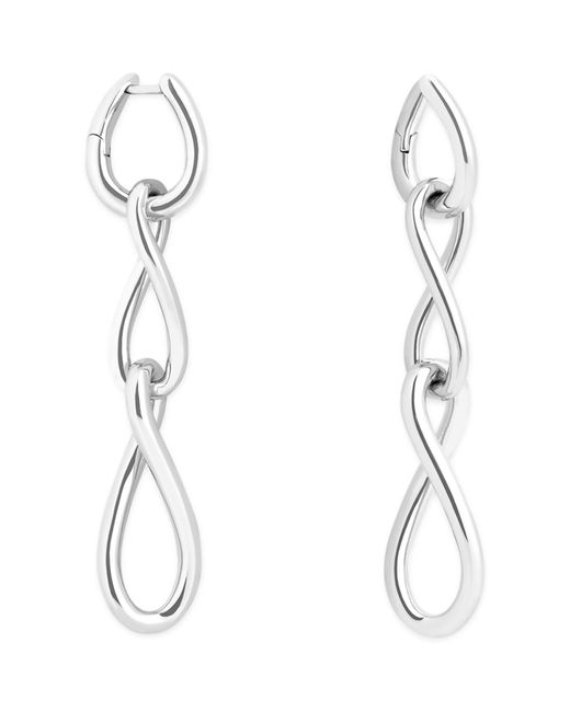 Astrid & Miyu White Rhodium-plated Silver Infinite Drop Earrings